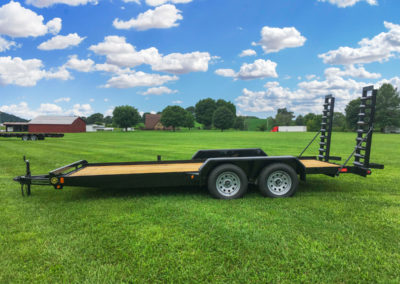 Car hauler trailer with stand-up ramps